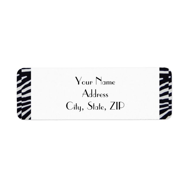 Elegant Zebra Stripe Return Address Label (Front)