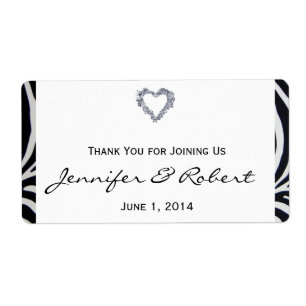 Elegant Zebra Stripe Wedding Water Bottle Label