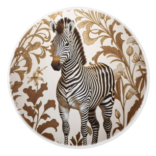 Elegant Zebra William Morris inspired Ceramic Knob