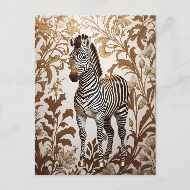 Elegant Zebra William Morris inspired  Postcard (Front)