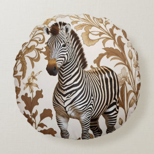 Elegant Zebra William Morris inspired Round Cushion