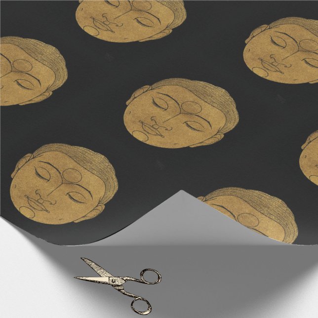 Elegant Zen Buddha Pattern Black and Bronze Wrapping Paper (Elegant bronze and black buddha art wrapping paper.)