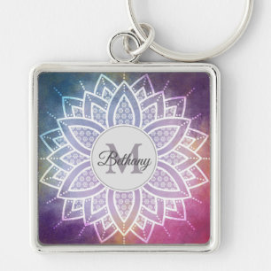 Elegant Zen Mandala Design Personalised Key Ring