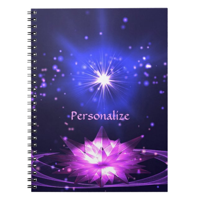 Elegant Zen Purple Crystal Lotus Flower  Notebook (Front)