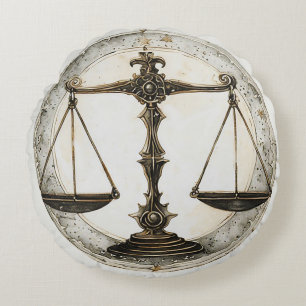 Elegant Zodiac Libra Symbol Round Cushion