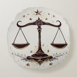 Elegant Zodiac Libra Symbol Round Cushion