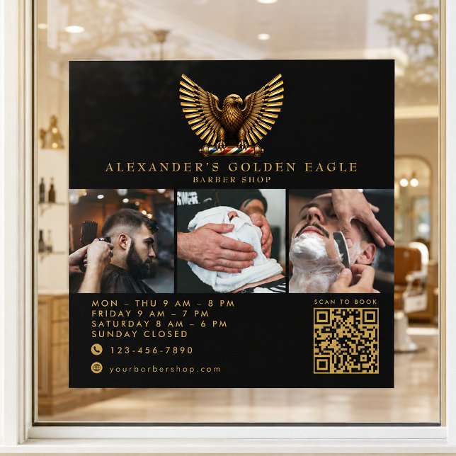 ElegantBarber Shop Golden Eagle Qr Code Logo  (Creator Uploaded)