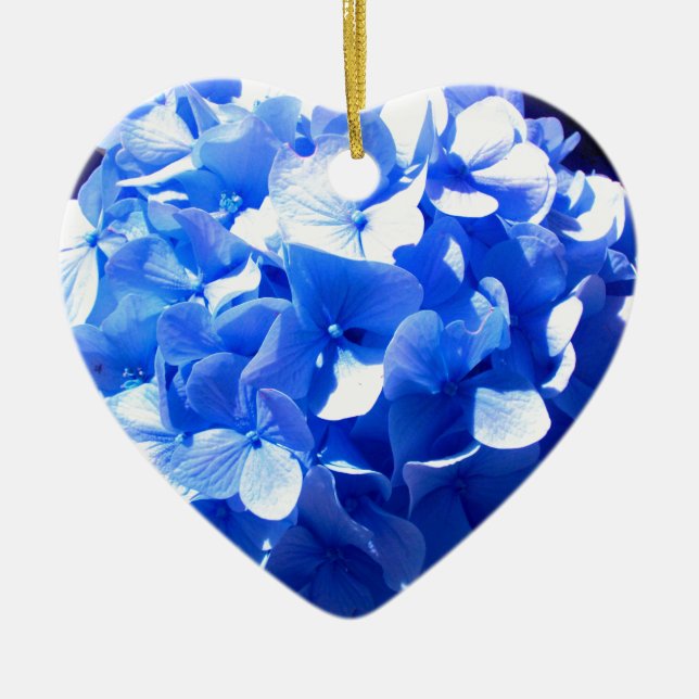 ElegantCobalt blue floral elegant hydrangeas  Ceramic Tree Decoration (Front)