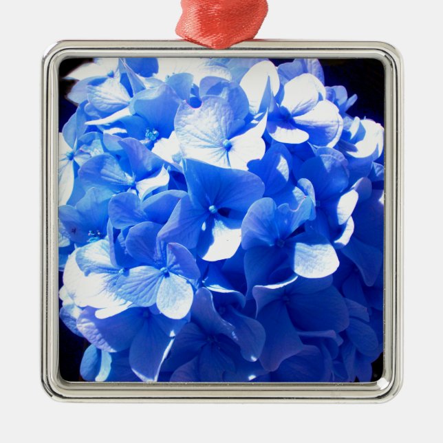 ElegantCobalt blue floral elegant hydrangeas  Metal Tree Decoration (Front)