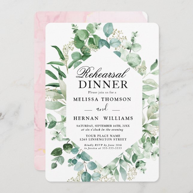 Elegante Autobús de Ensayos de Invitación de Cena Invitation (Front/Back)