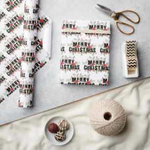 Elegante Black Typography Merry Christmas  Wrapping Paper