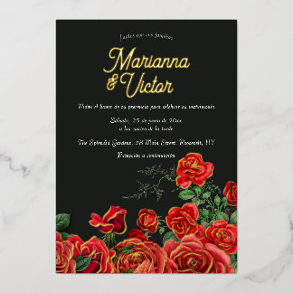 Elegante Boda de Rosas Foil Invitation