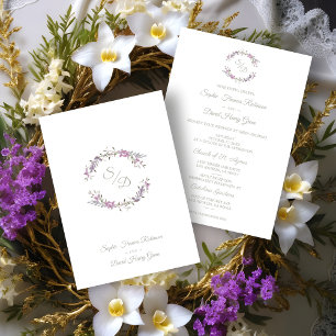 Elegante Boda Lilac Floral Garland Invitation