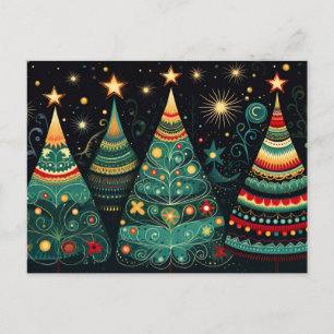 Elegante bunte Weihnachtsbäume  Postcard