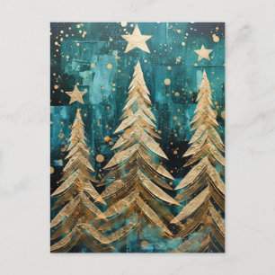 Elegante goldene Weihnachtsbäume  Postcard