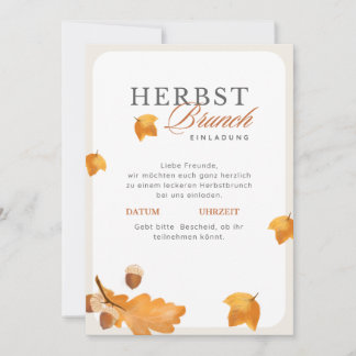 Elegante Herbst Brunch Einladung Creme & Orange Invitation