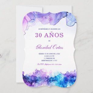 Elegante Invitación de 30º Cumpleaños con Acuarela Invitation