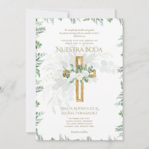 Elegante Invitación De Boda Católica Bilingüe  Inv Invitation