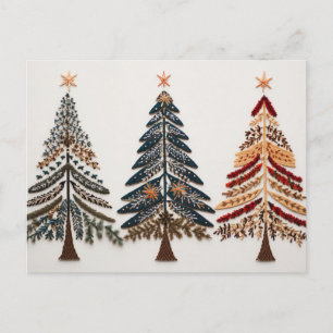 Elegante Nordic Style Weihnachtsbäume Postcard
