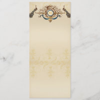 Elegante Pfau-Hochzeits Menü-Karten