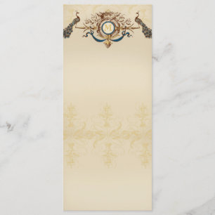 Elegante Pfau-Hochzeits Menü-Karten Invitation