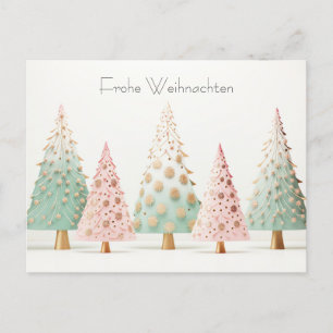 Elegante pinke und grüne Weihnachtsbäume Postcard
