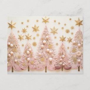 Elegante pinke Weihnachtsbäume für Weihnachten Postcard