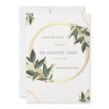 Elegante Save the Date Map - Gold & Green