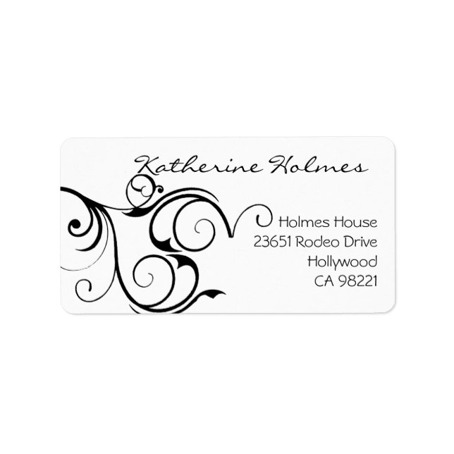 Elegante Swirl In Black & White Address Label (Front)