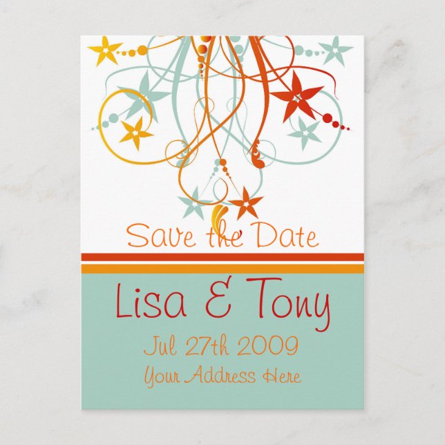 Elegante Swirls for Save The Date - Customised Announcement Postcard (Front)