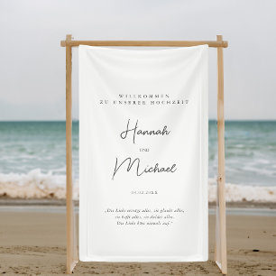 Elegante, weiße, "Willkommen zu unserer Hochzeit" Banner