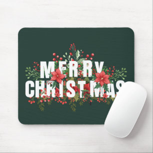 Elegante White Typography Merry Christmas Mouse Pad