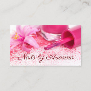 Eleganter Pink Blume Nail Technician Visitenkarte Business Card