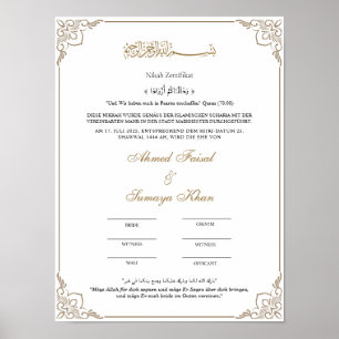 Eleganter Rahmen Muslimische Nikah Zertifikat Poster