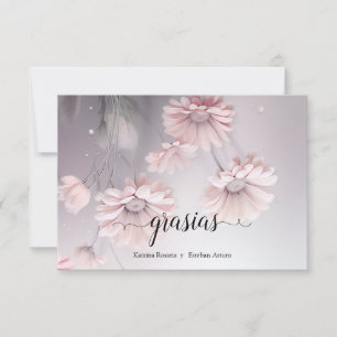 Elegantes flores de margarita rosa thank you card