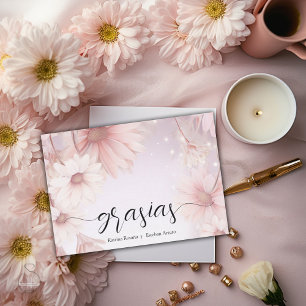 Elegantes flores de margarita rosa thank you card