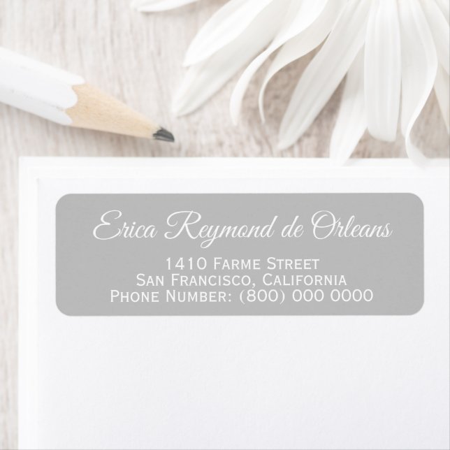 Elegantly Addressing light Grey Label Return Address Label (Insitu)
