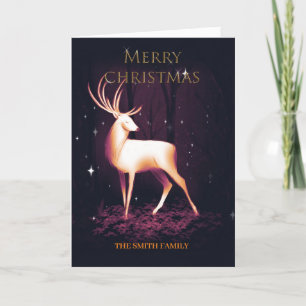 Elegantly beautiful reindeer  and gold holiday car card