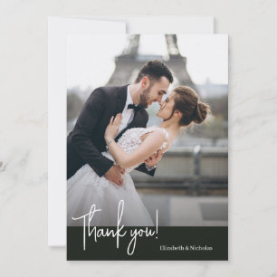 Elegantly Chic Jet Black Wedding Thank You Card