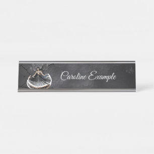 Elegantly dancing woman desk name plate