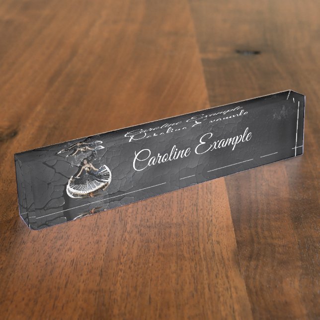Elegantly dancing woman nameplate (Side)