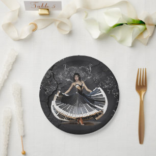 Elegantly dancing woman paper plate