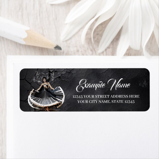 Elegantly dancing woman return address label (Insitu)