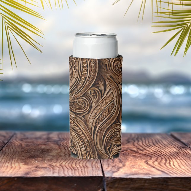 Elegantly Detailed Carved Wood Seltzer Can Cooler (Creator Uploaded)