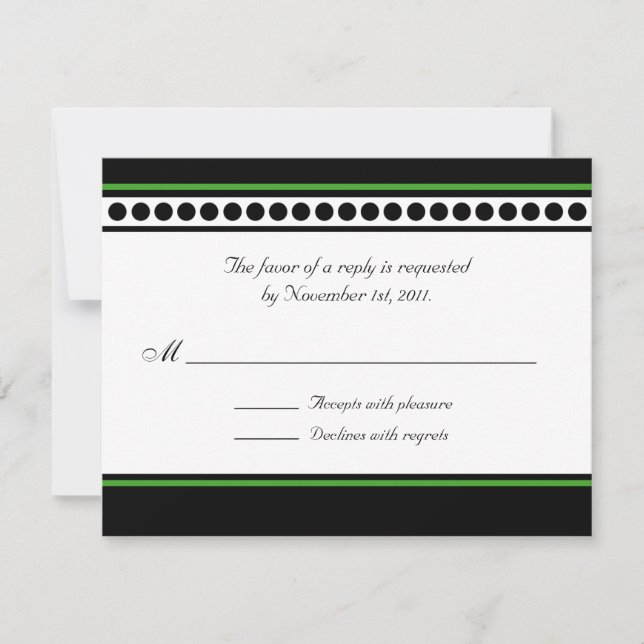 Elegantly Dotted Green Accent Reply / RSVP Cards (Front)