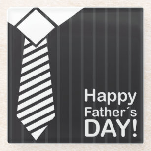 Elegantly Dressed Bringing Happy Fathers Day Wish Glass Coaster