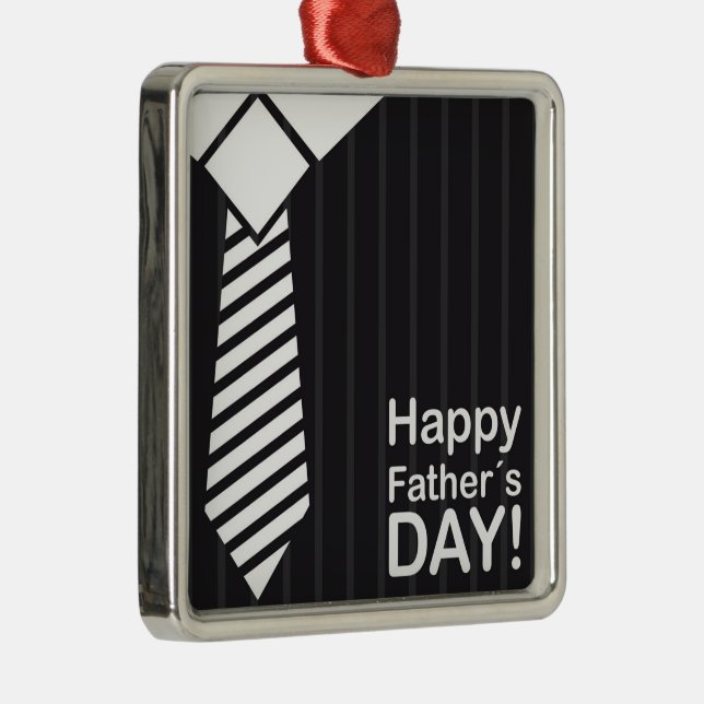 Elegantly Dressed Bringing Happy Fathers Day Wish Metal Ornament (Right)