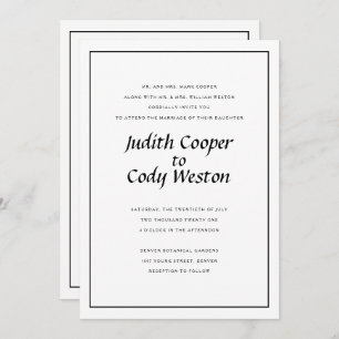 Elegantly Minimalist Wedding Invitation