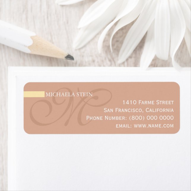 Elegantly Monogrammed Dusty Rose Return Address Label (Insitu)