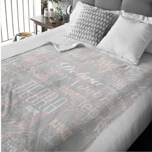 Elegantly Overlapped Name all-over-print Fleece Blanket